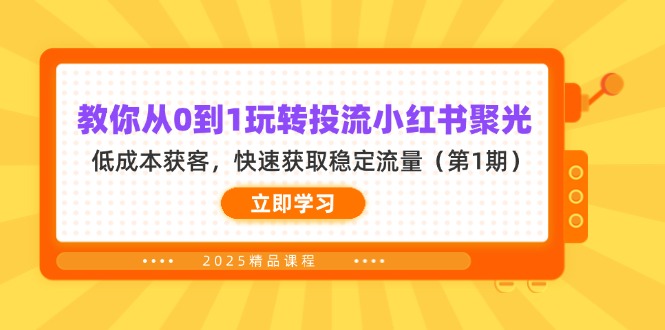 (14260期)教你从0到1玩转投流小红书聚光,低成本获客,快速获取稳定流量(第1期)-青年云网创—高质量项目商城